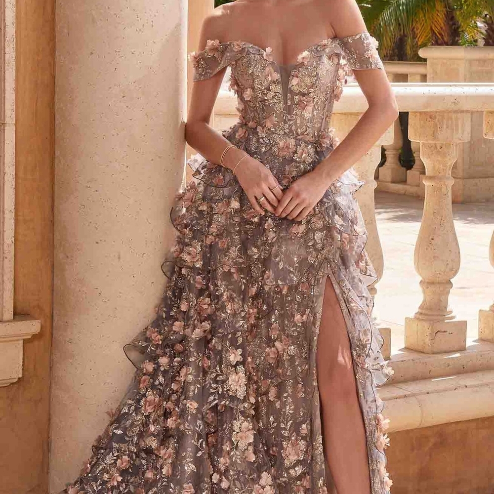 Chic Off-Shoulder Floral Gown